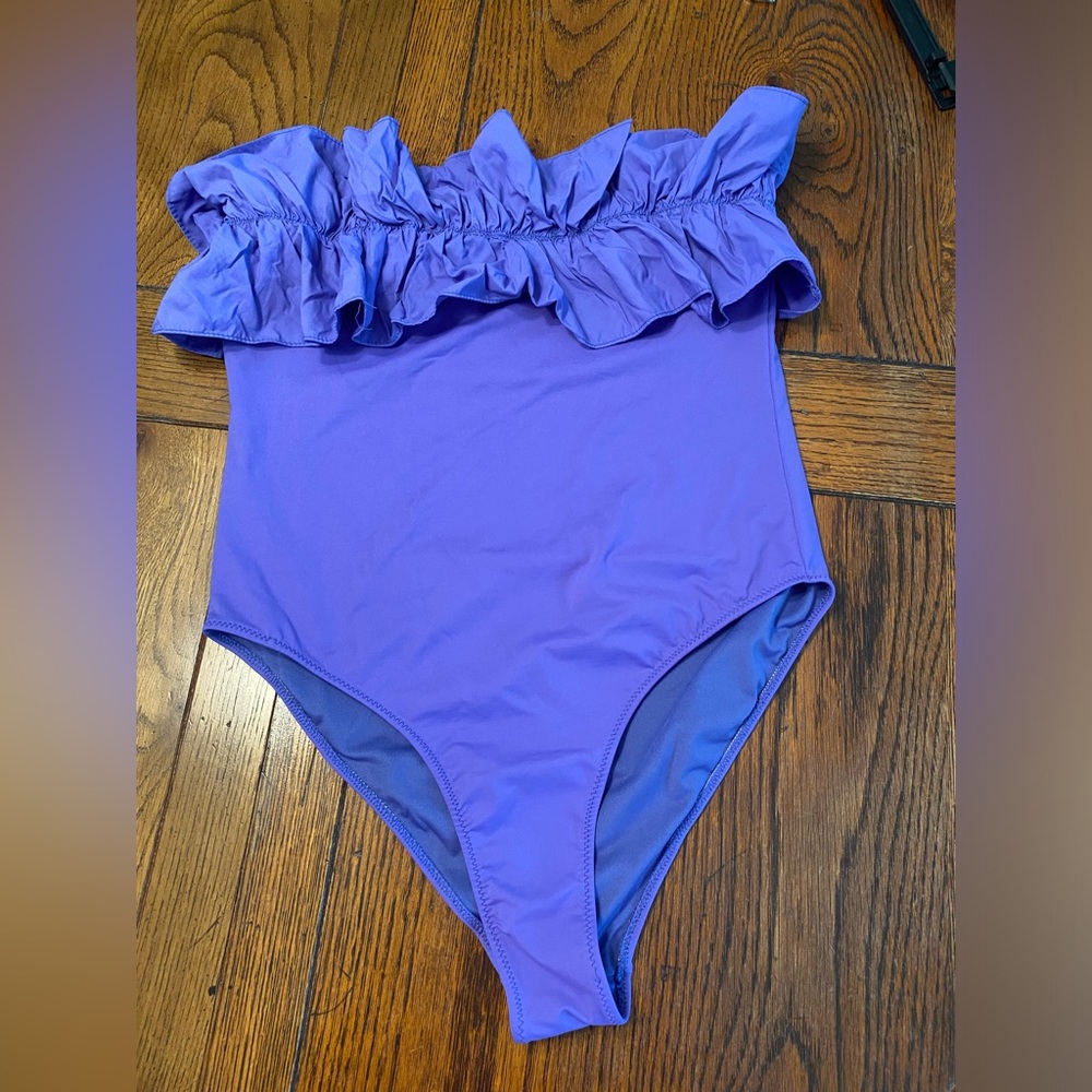 Purple Zara ruffle top bathing suit